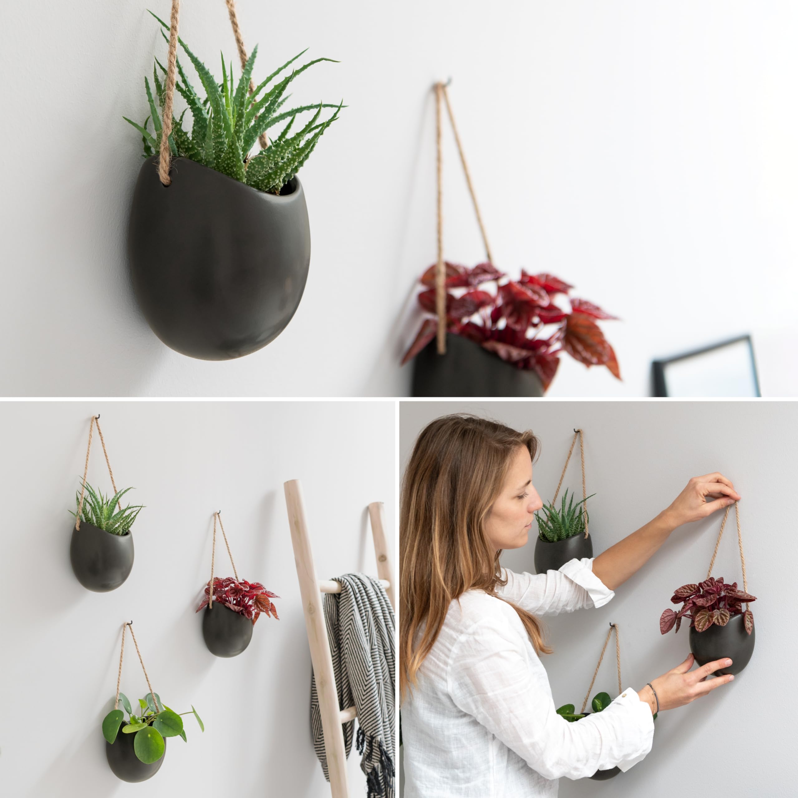 Kazai Ellie hanging rope detail demonstrates easy installation with pre-assembled hemp hangers
