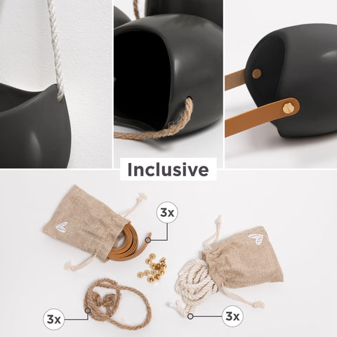 Kazai Ellie wall planter mounted on wall showing modern graphite finish and space-saving style