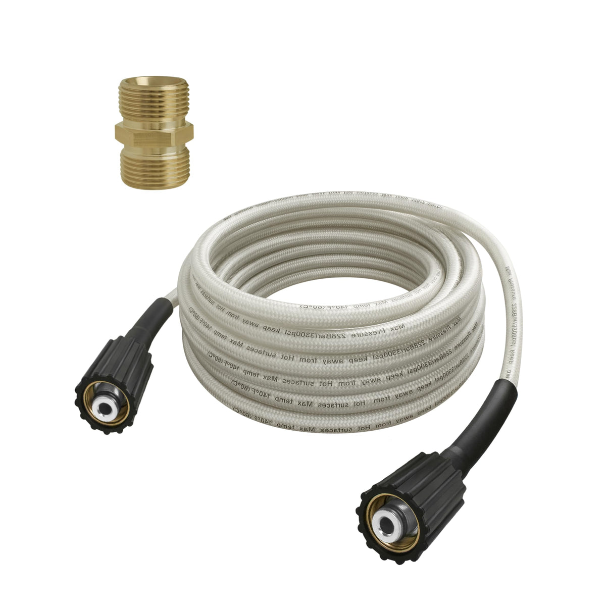 KAZFFD 25ft high-pressure washer hose shown extended for outdoor cleaning