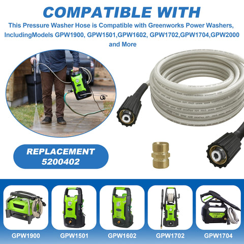 KAZFFD hose compatible with Greenworks 5200402 for home washing tasks