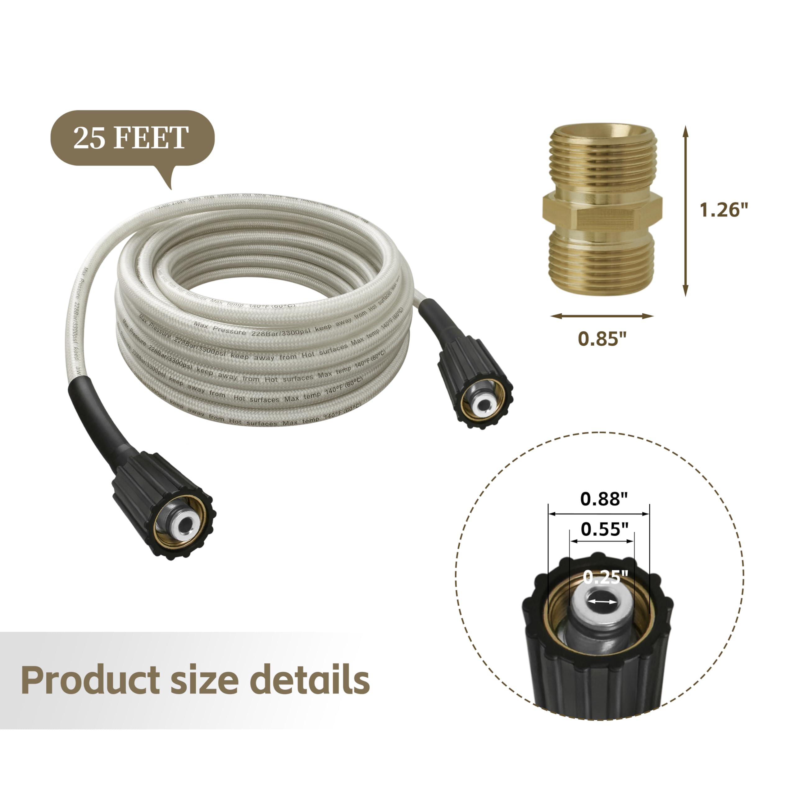 KAZFFD 1/4-inch Quick Connect M22 connector with hose ready for attachment