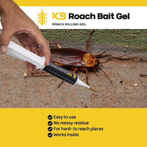 KB Roach Bait Gel used indoors for infestation management.