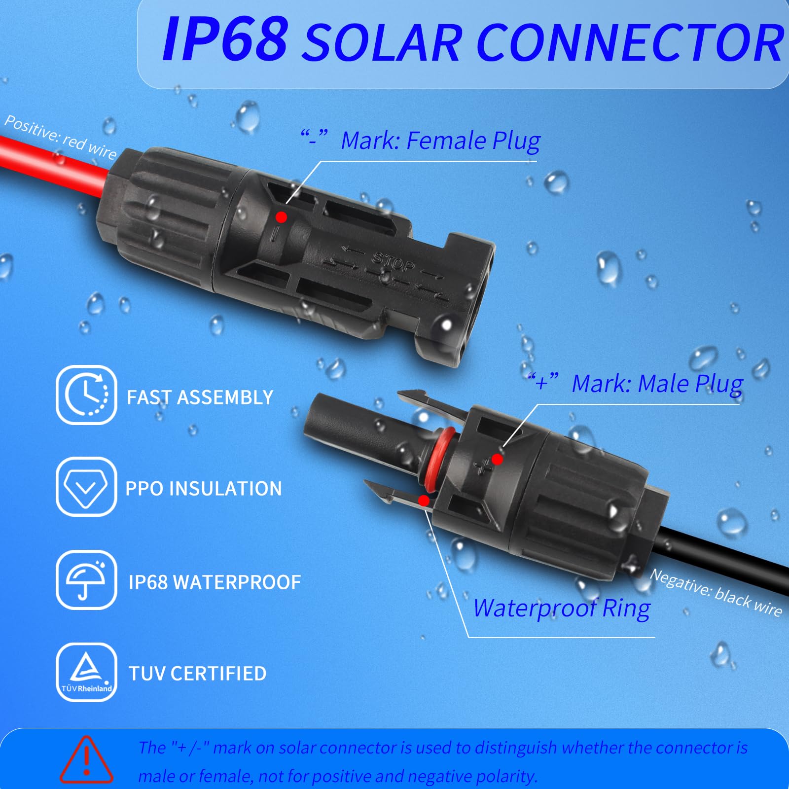 Kbaoele rv-roof solar extension cable with mc4 connectors for easy mounting.