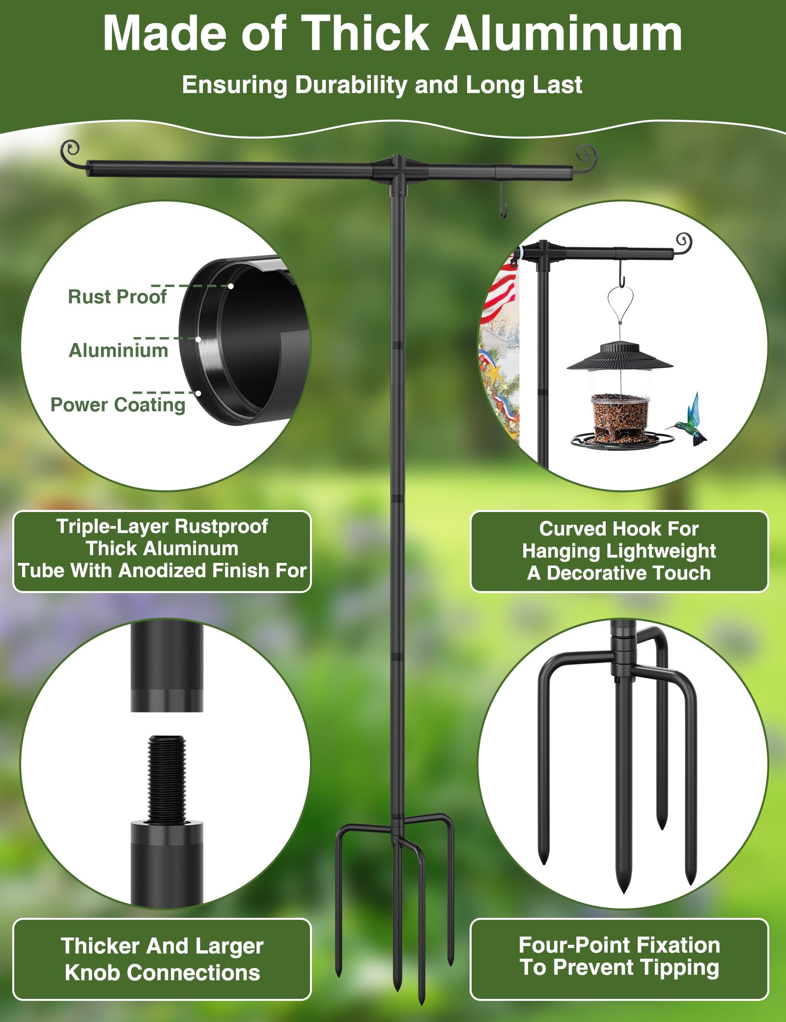 KBLOONG aluminum flag holder weatherproof design built for long outdoor use