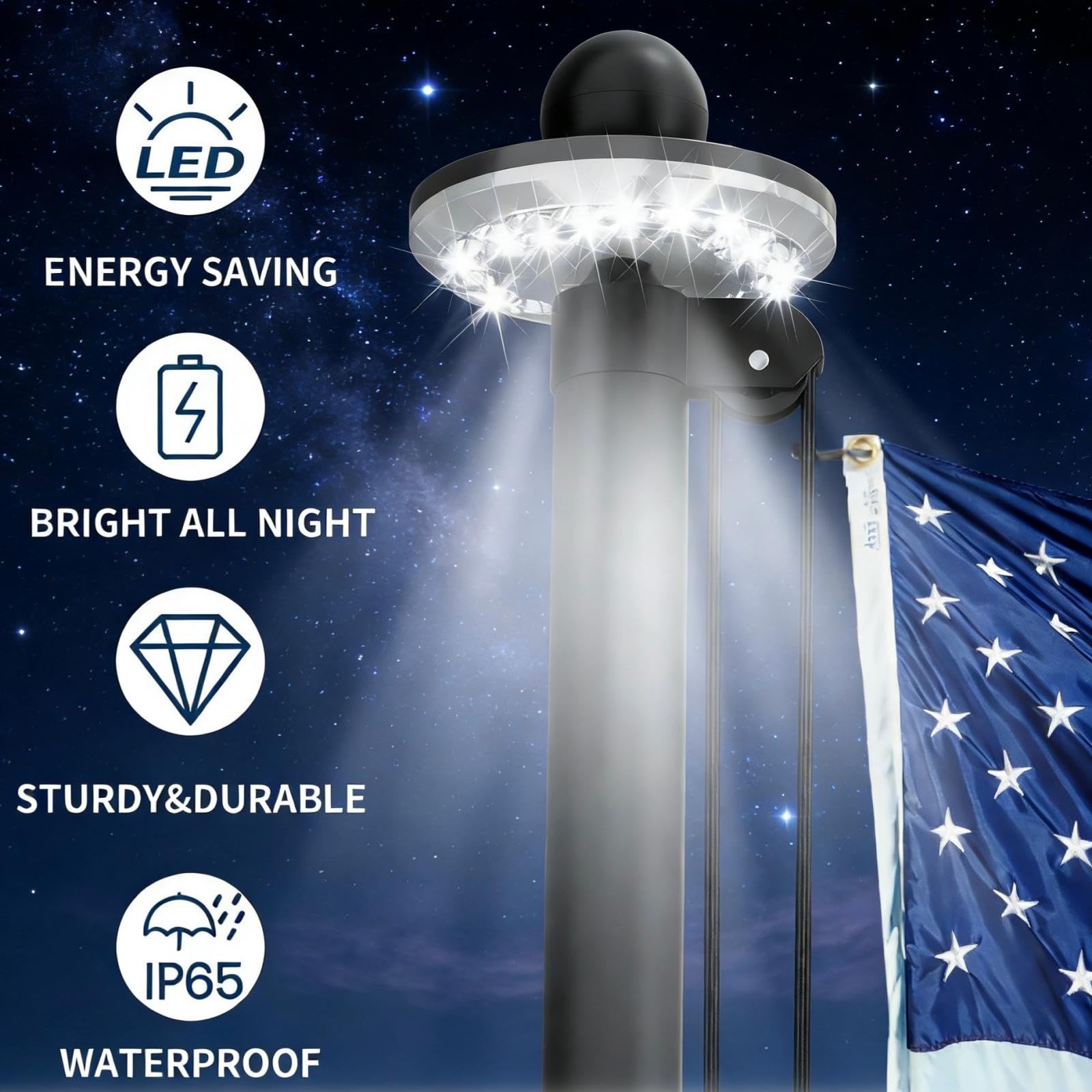 KBLOONG flag pole with anti-corrosion coating helps resist rust in high winds