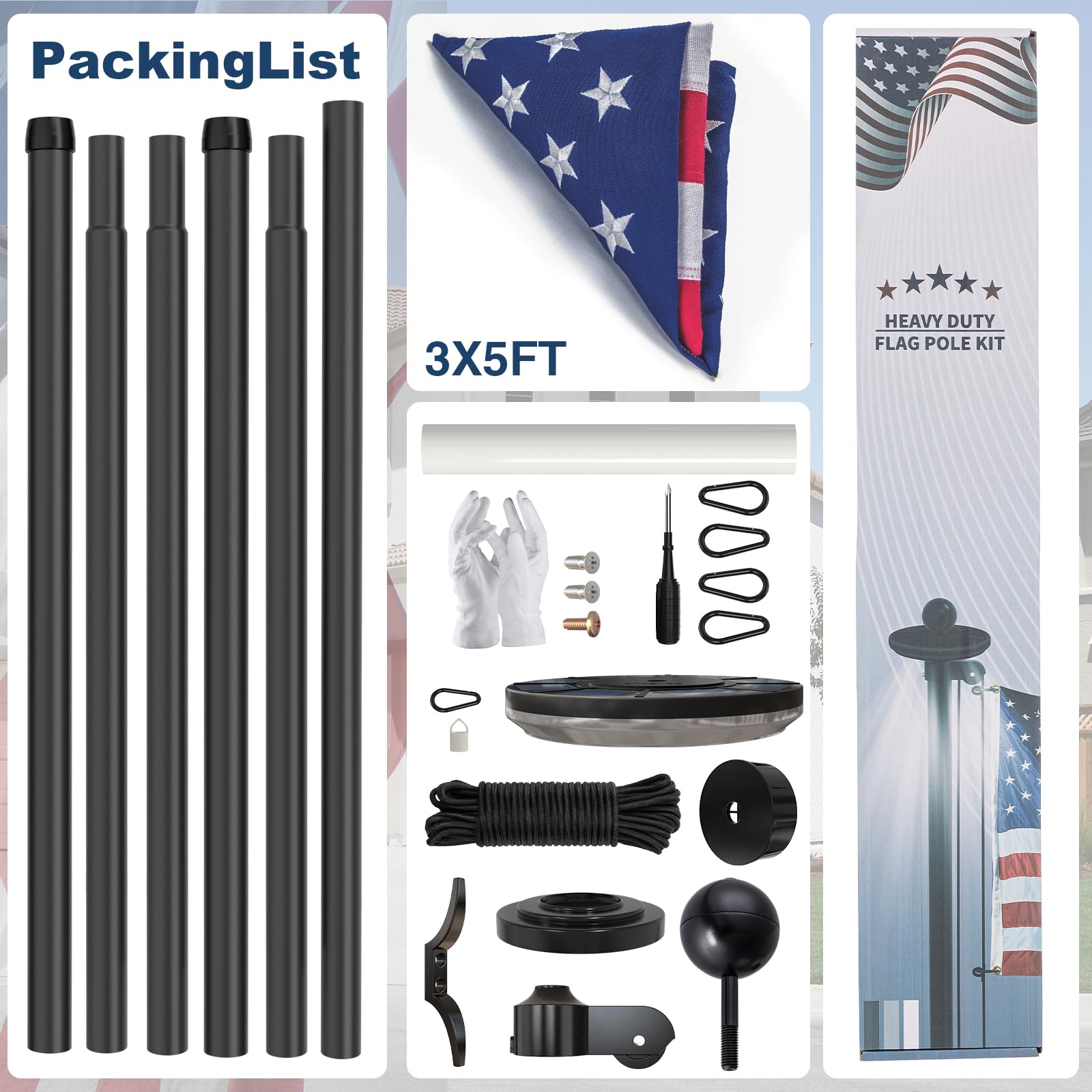 KBLOONG complete flag kit includes anti-theft pulley and gloves