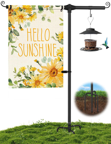 KBLOONG garden flag stand with 4-prong base offering stable outdoor displays