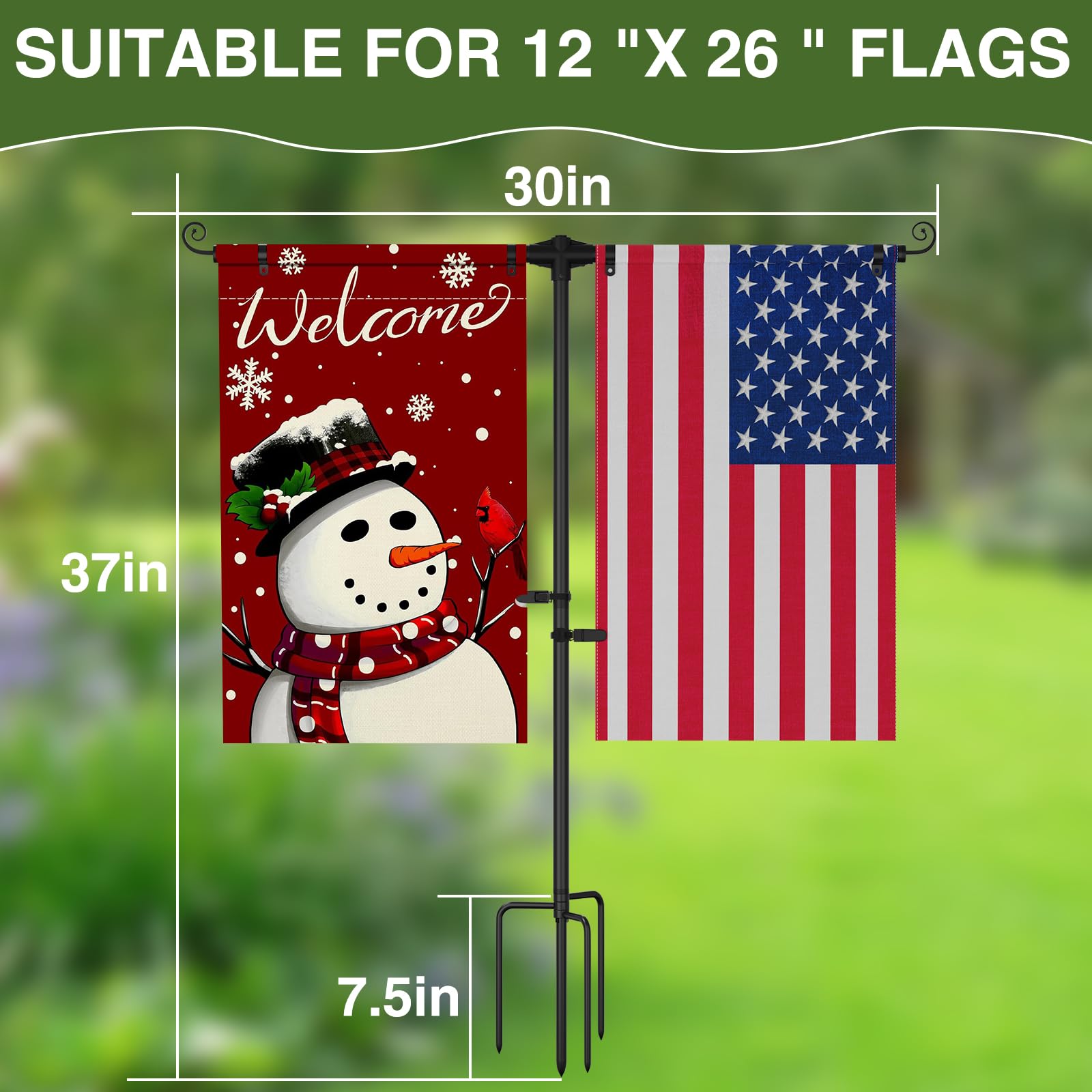 KBLOONG weatherproof flag holder showcases 12x18 flags with durability in rain