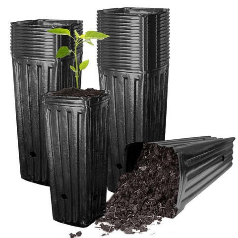 KBOROVER plastic deep nursery pot 12.2 inch tall seedling for sturdy root growth.