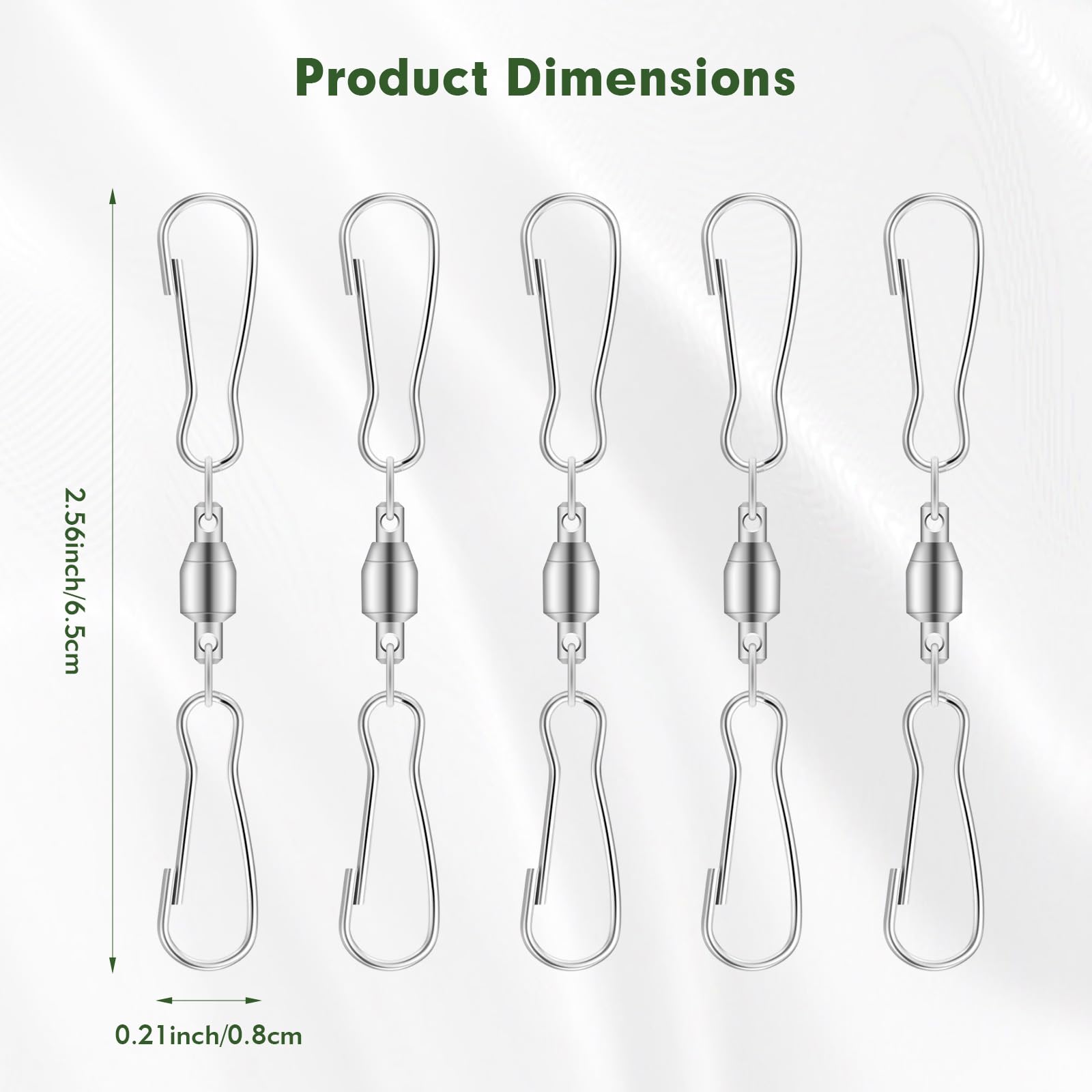 KBPNO 360-degree rotating swivel hook enables easy wind chime setup.