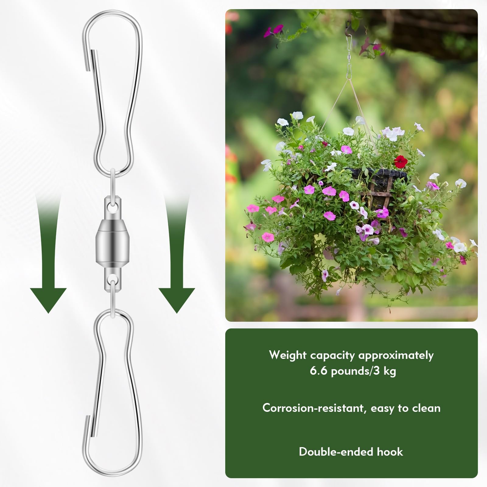 KBPNO Easy rotation enables hanging plants and wind chimes with movement.