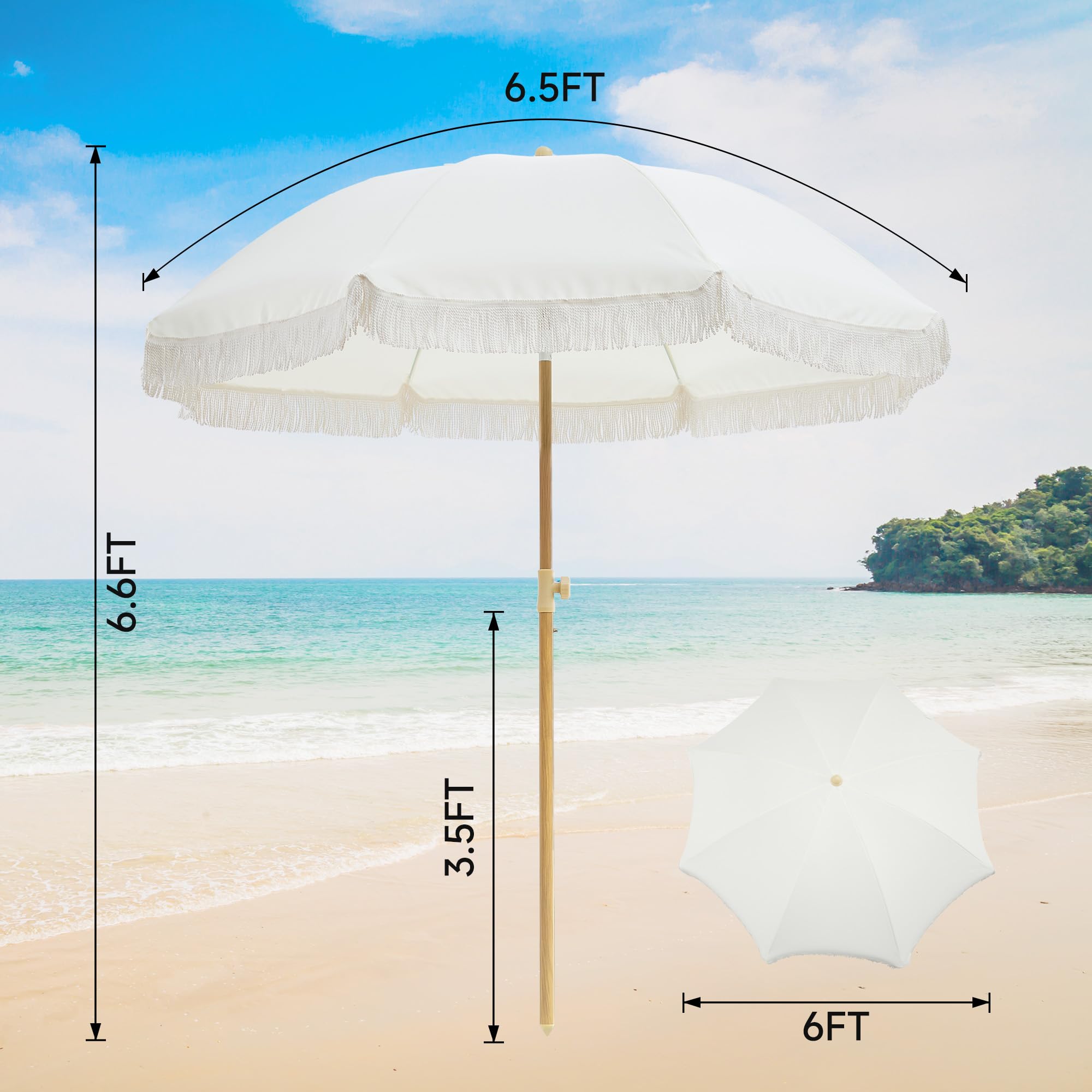 Kbrellaoutlets Patio Fringe Umbrella suited for gardens, pools, and beaches