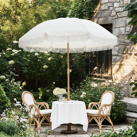 Kbrellaoutlets Patio Fringe Umbrella UPF 50+ sun protection for safety