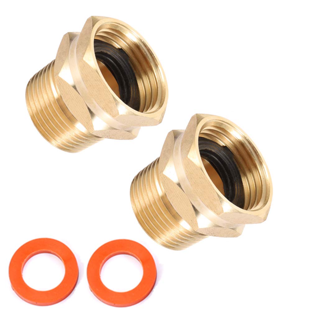 Kbrotech brass garden hose adapter showing 3-4 GHT female to 3-4 NPT male connection for easy use