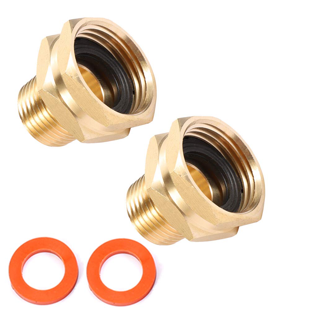 Kbrotech brass adapter close-up with 3/4 inch GHT female and 1/2 inch NPT male threads for secure connections.