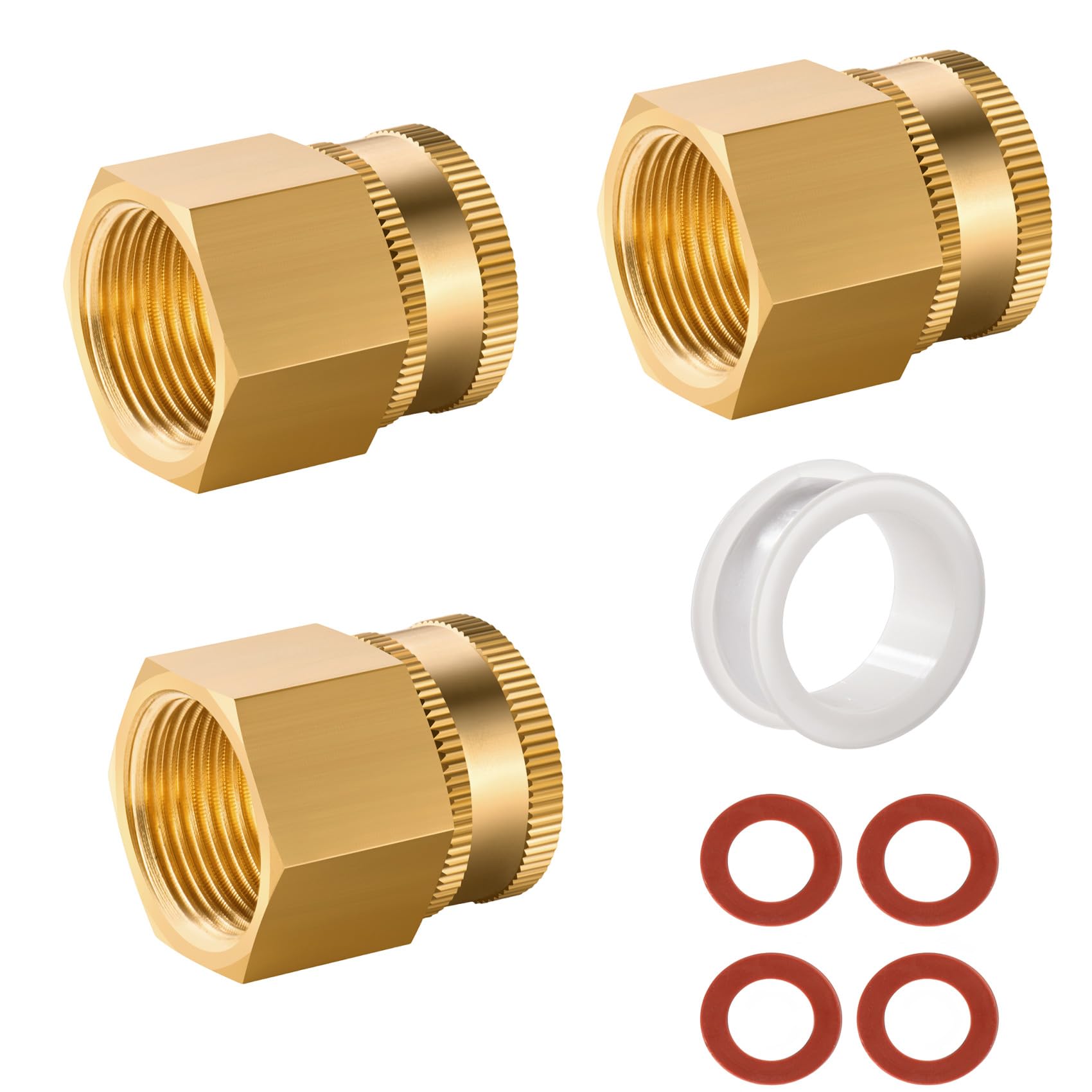 Kbrotech brass garden hose adapter front view with swivel for quick leak free setup