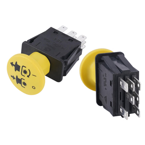 Yellow 10A KBZ PTO switch ready for blade engagement