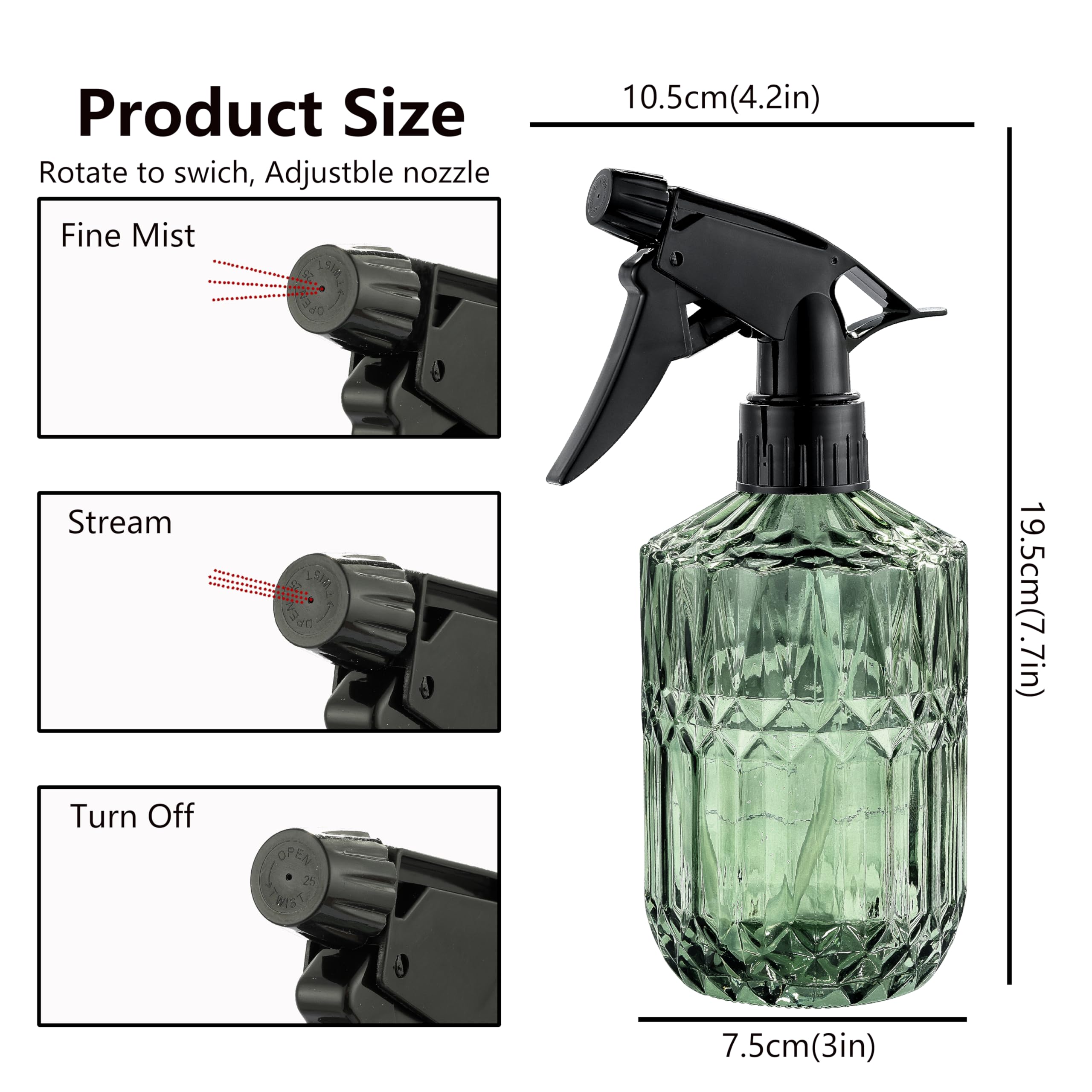 KCKHFA glass mister with wide-mouth opening for quick, mess-free refills