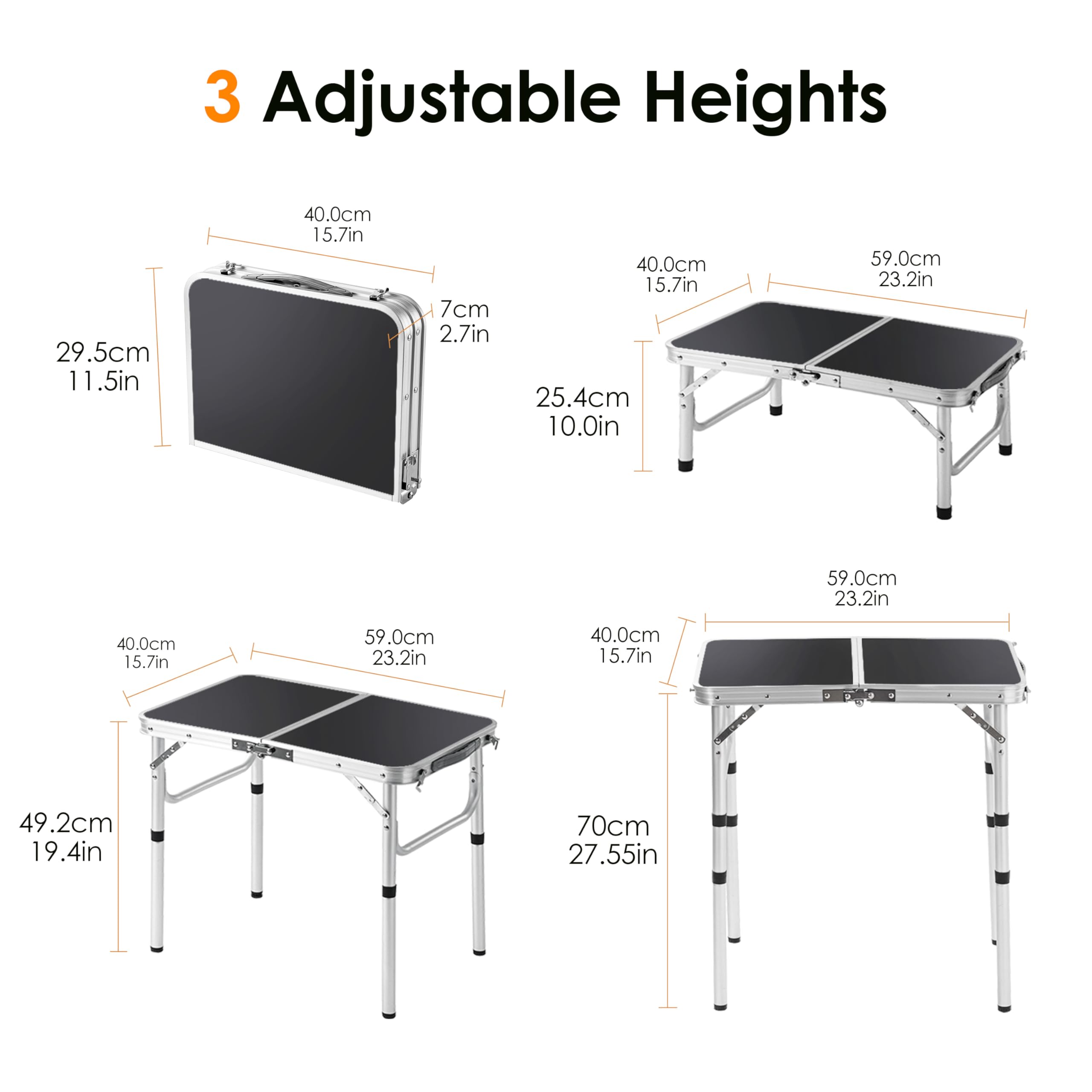 Kcmploro folding picnic table aluminum frame provides sturdy support.