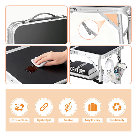 Kcmploro folding picnic table folds compactly for transport and storage.