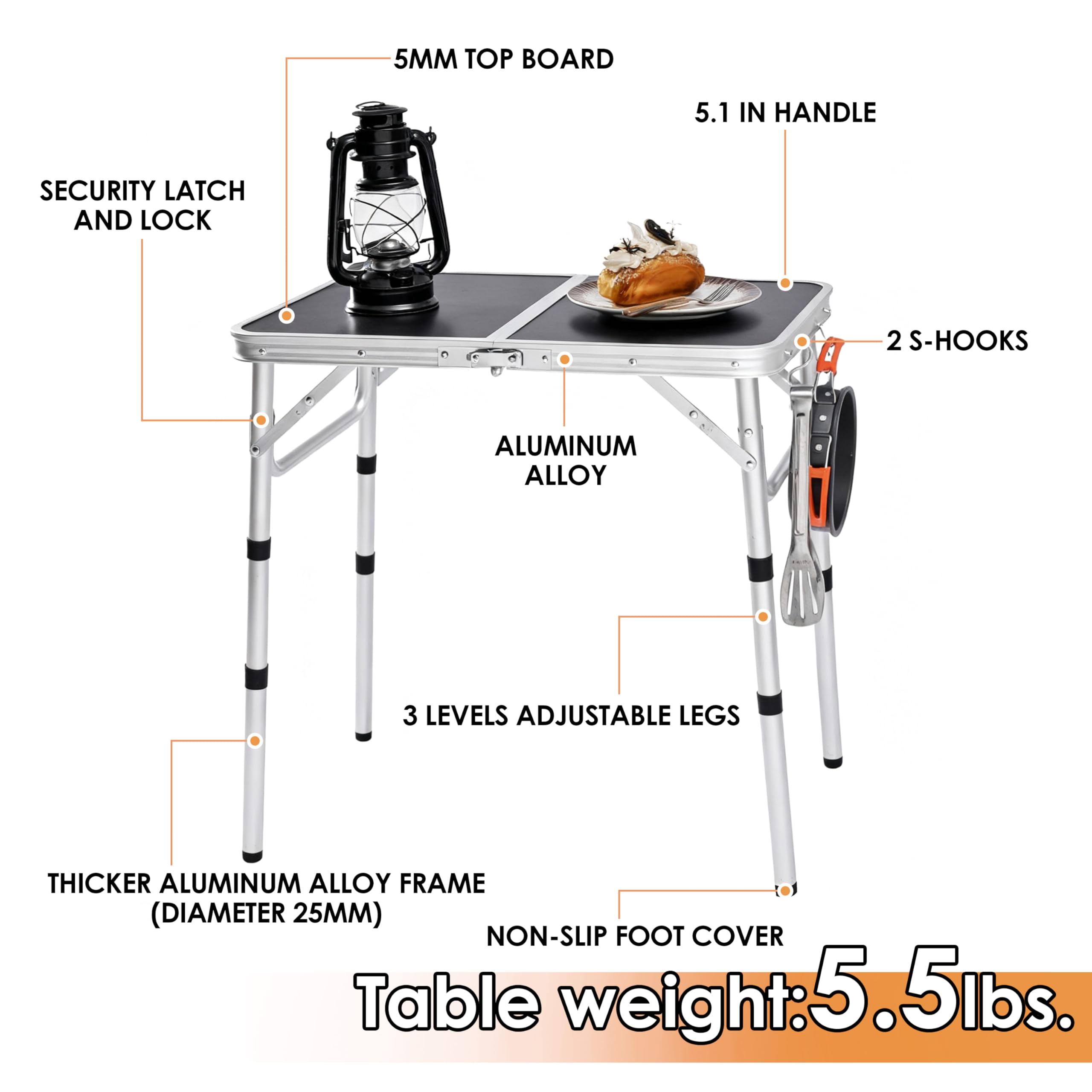 Kcmploro folding picnic table MDF surface resists scratches and cleans easily.