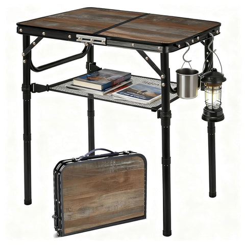 Kcmploro folding picnic table open with a 2ft surface for outdoor use