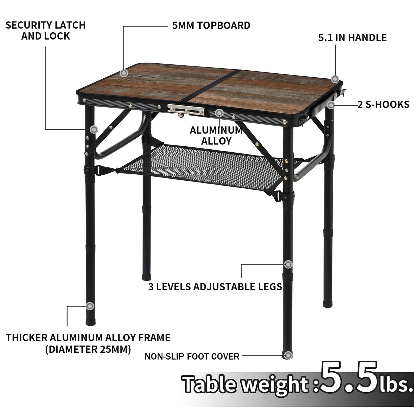 Kcmploro folding picnic table with built-in carry handle for quick carrying