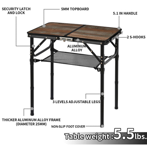 Kcmploro folding picnic table with built-in carry handle for quick carrying