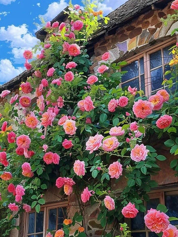 KCT GARDEN climbing rose seeds on trellis create fast privacy and romantic garden accents.