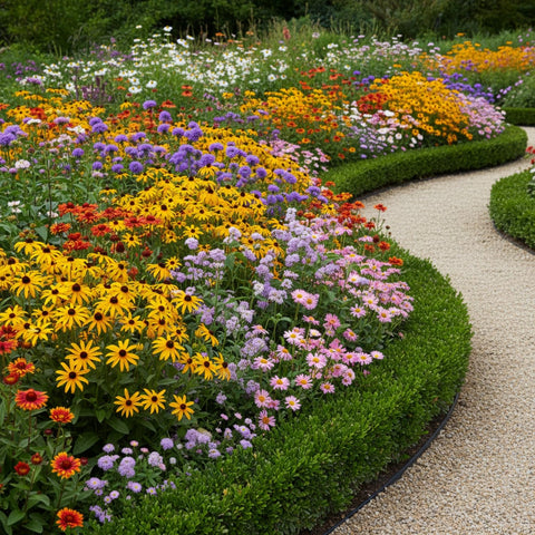 KCT GARDEN colorful wildflowers in garden – inviting pollinators and bright seasonal blooms.