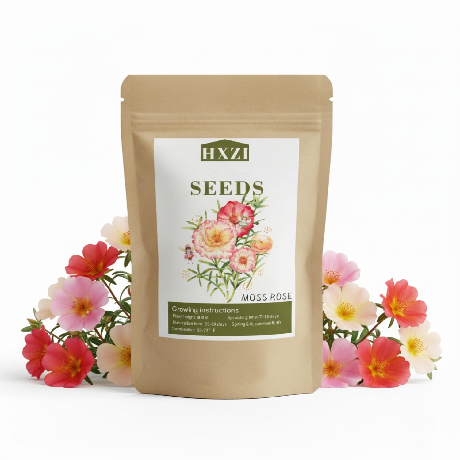 KCT GARDEN Moss Rose seeds pack for 10,000 seeds, ready for vibrant outdoor color.