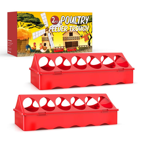 Kculehtlla 2-pack flip-top poultry feeders for clean, spill-free feeding.