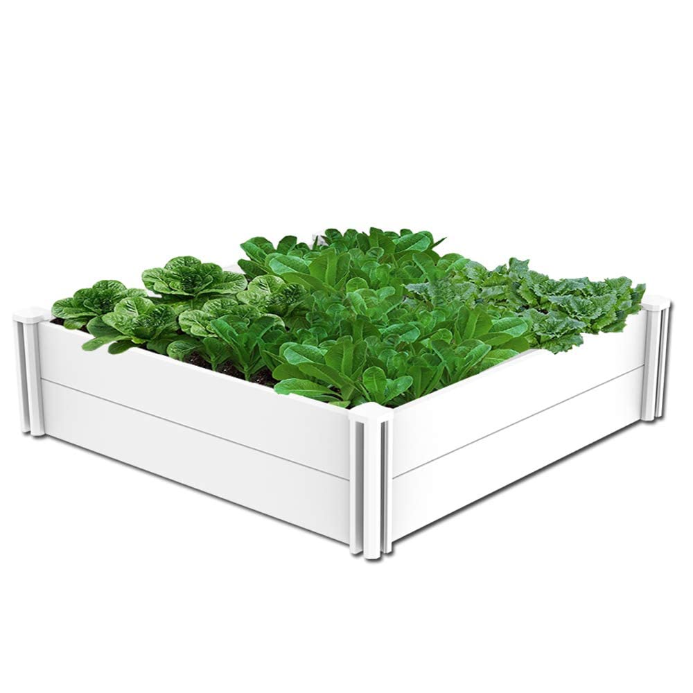 Kdgarden 4x4 white vinyl raised bed assembly for quick, tool-free setup.
