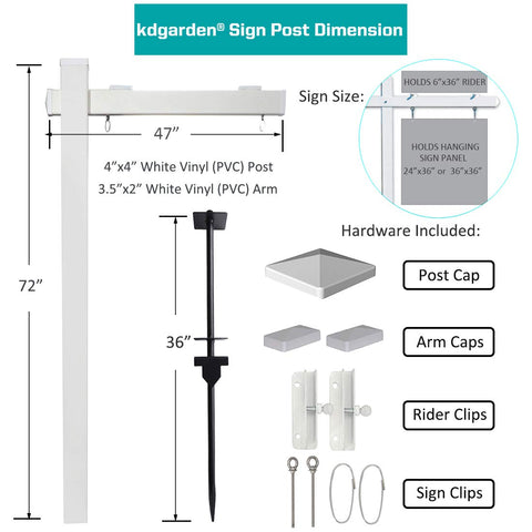 KDGarden arm size 2x3-5x47 fits up to 36-inch signs