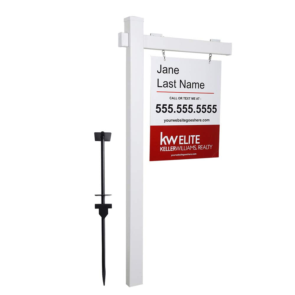 Kdgarden sign post 6ft white with flat cap, ideal for real estate yards.