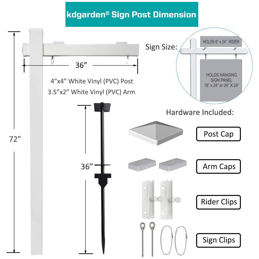 Kdgarden two-pack sign posts offer ready-to-install signage solution.