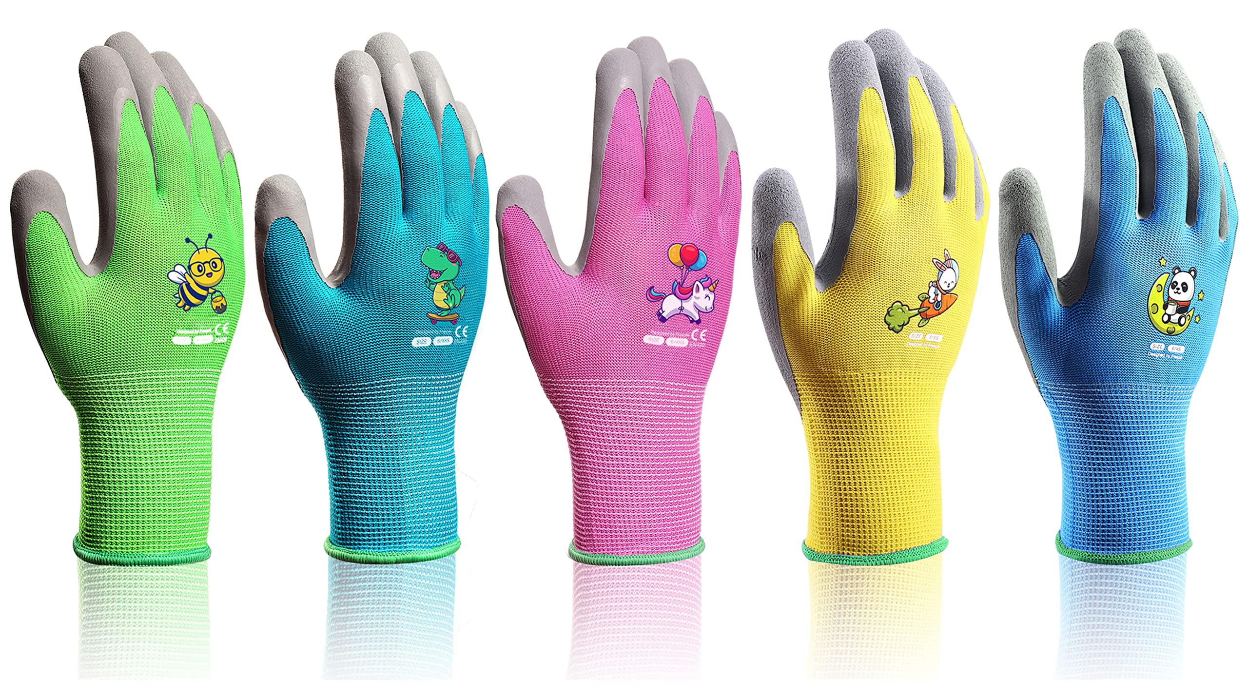 KDK kids gardening gloves in pink with unicorn pattern for light yard tasks