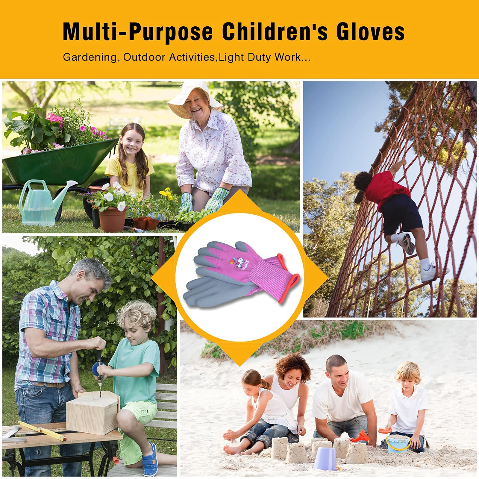 KDK kids gardening gloves ergonomic design enables nimble finger movements
