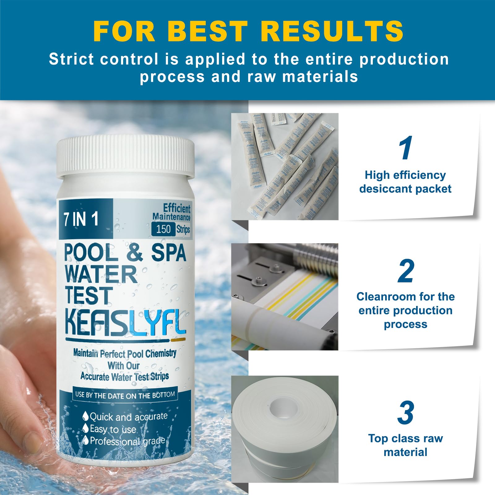 KEASLYFL 7-in-1 test strips with premium fiber paper for reliability