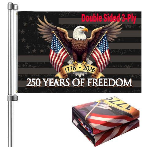 Keblo 250th Anniversary Flag front view, double-sided clarity and Betsy Ross motif.