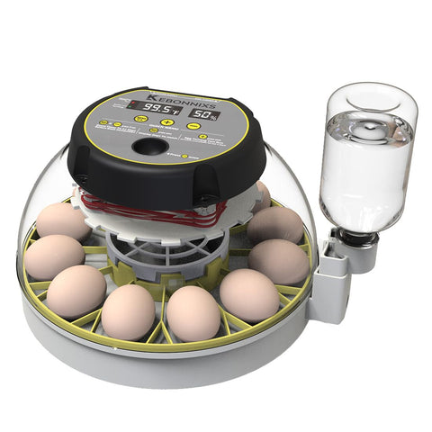 KEBONNIXS 12 Egg Incubator front view shows stable temperature setup for reliable hatching.
