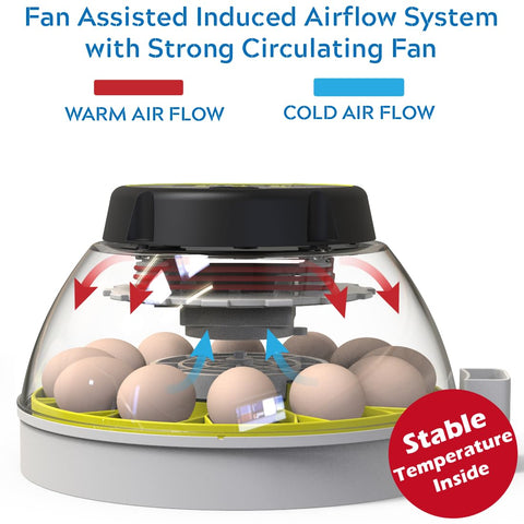 KEBONNIXS 12 Egg Incubator humidity display panel helps monitor moisture during incubation.