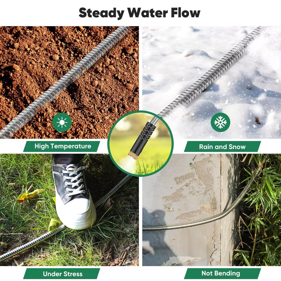 Kebose hose with 10 nozzles offers versatile watering for beds and lawn.