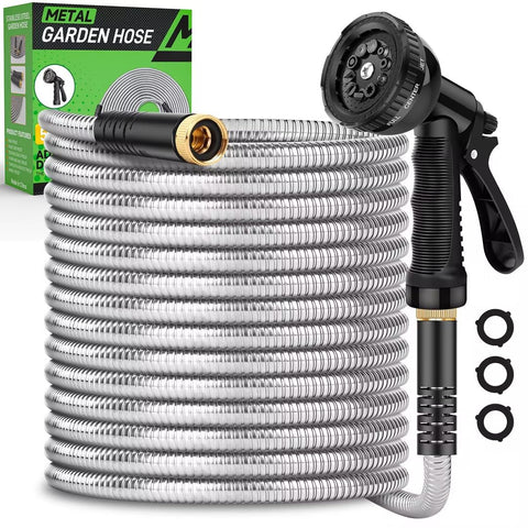 Kebose garden hose 50ft with metal shell demonstrates durable construction for outdoor watering.