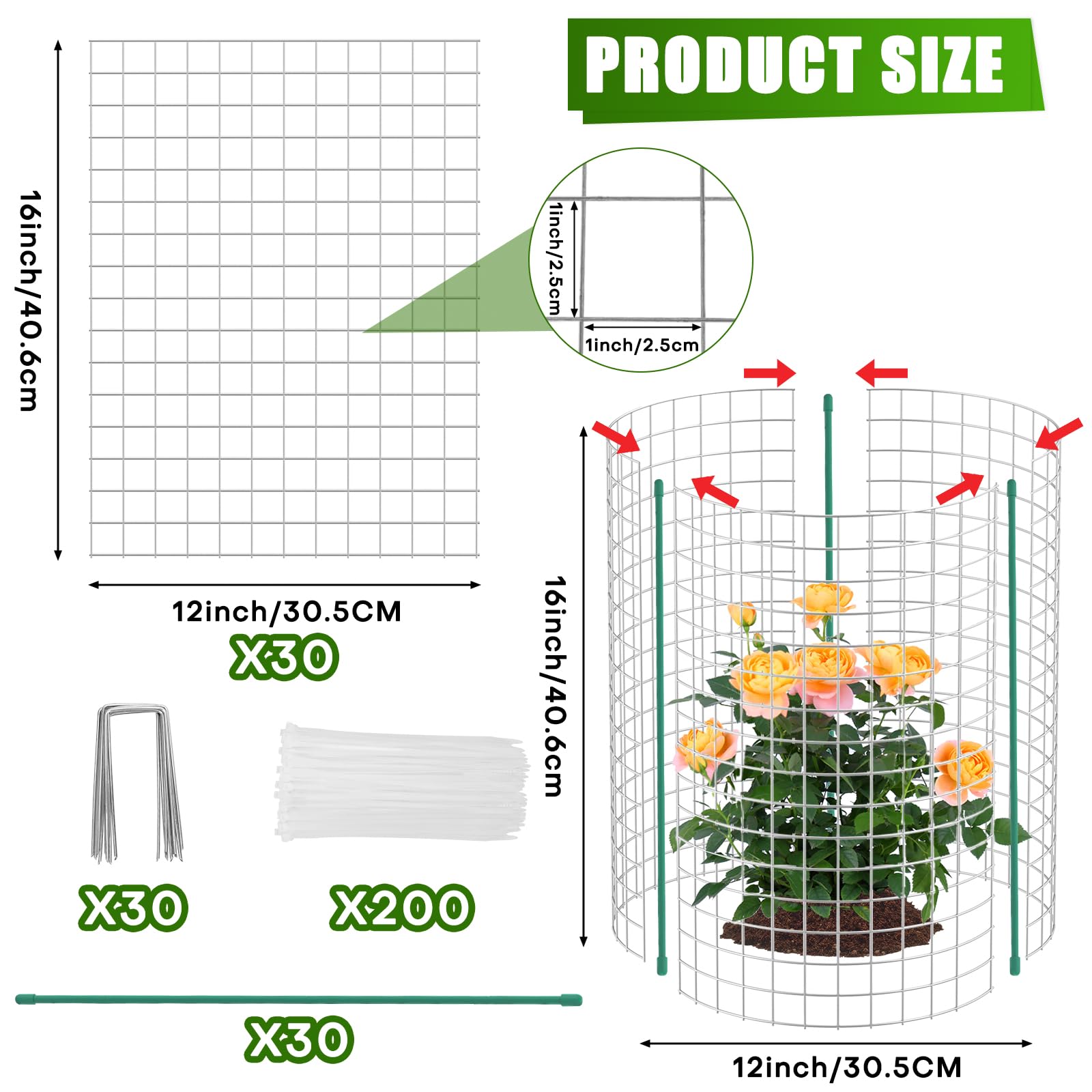 Kecaopdt support stakes maintain cage shape and height