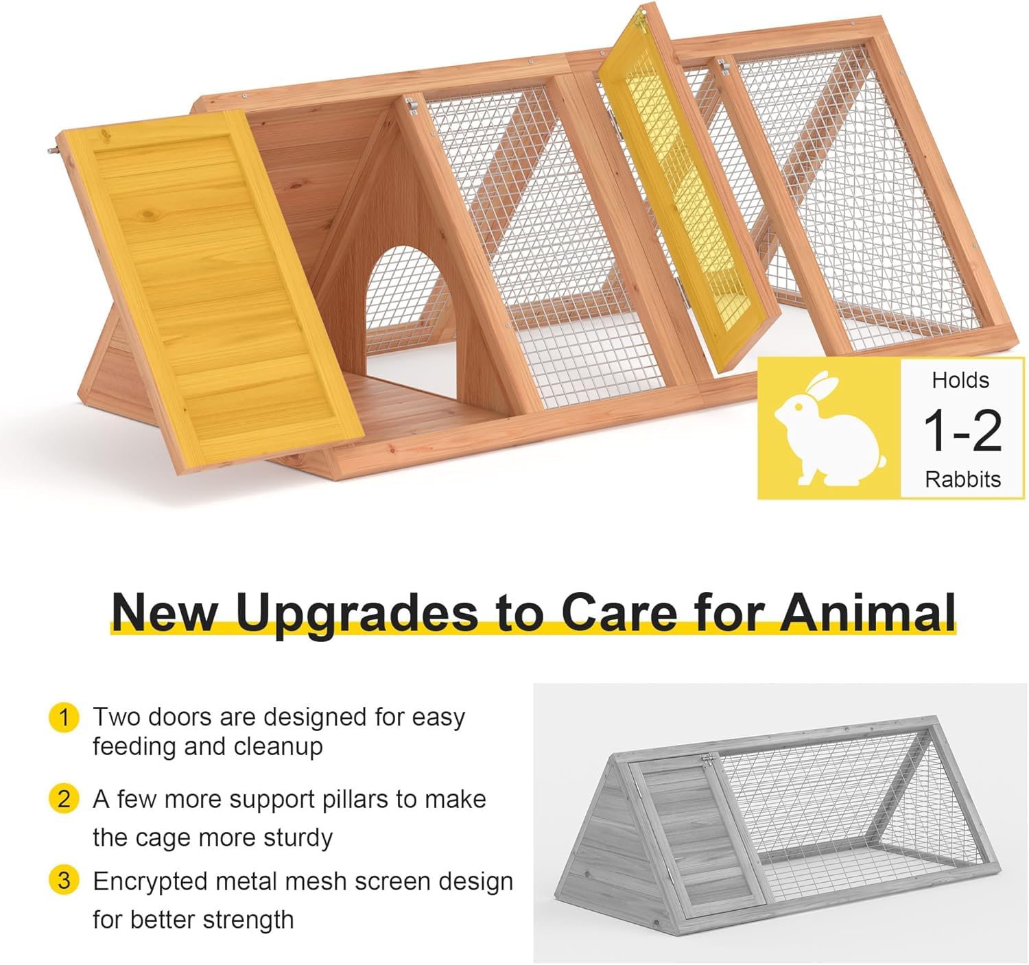 Kecreque rabbit hutch portable lightweight design enables flexible placement around your yard.