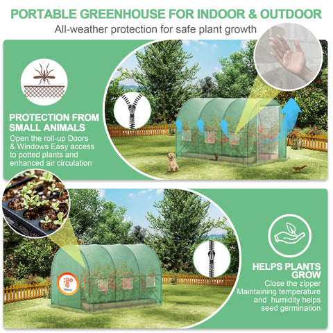 Kecreque walk-in greenhouse with two zipper doors for easy access