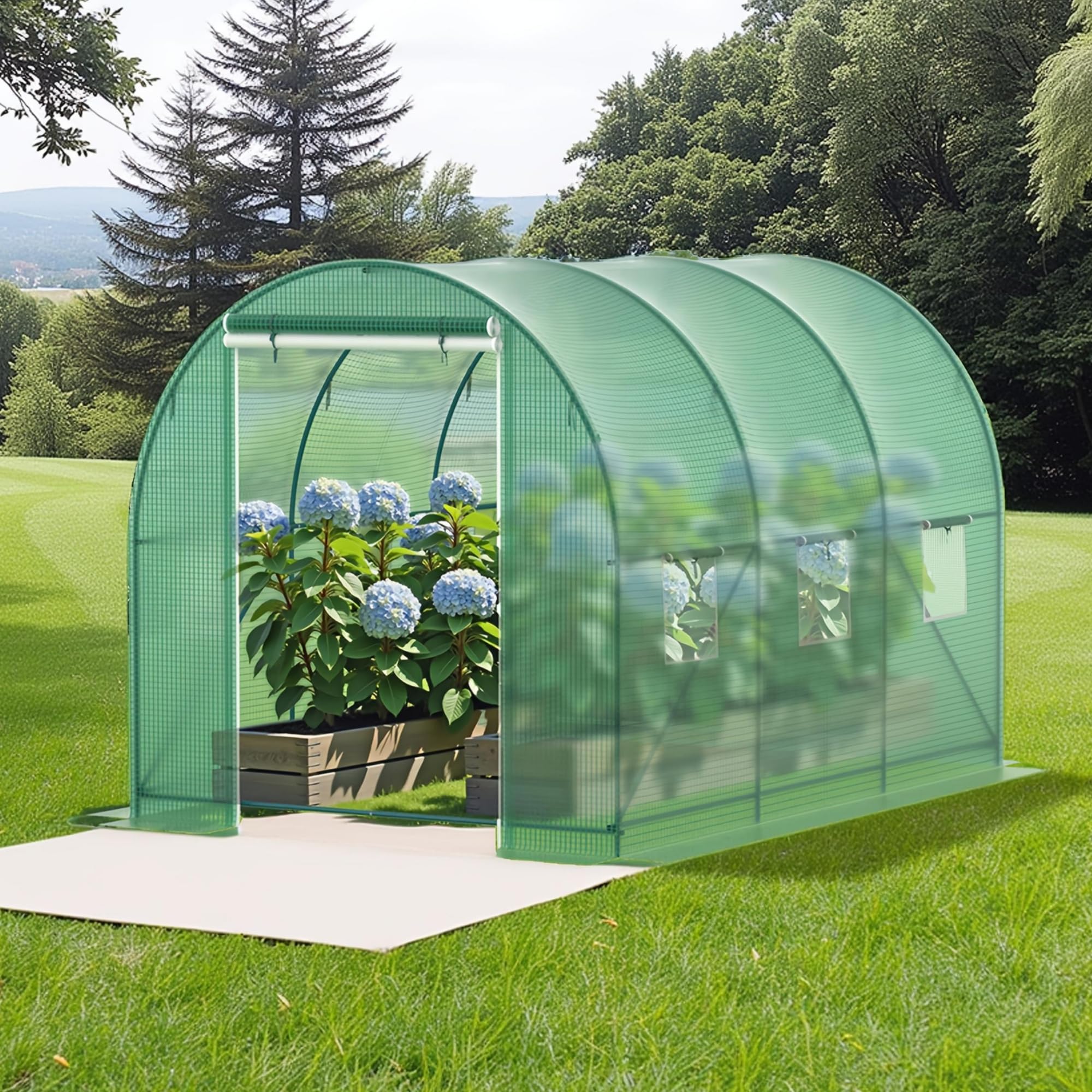 Kecreque walk-in greenhouse with six vent windows for optimal airflow and plant health
