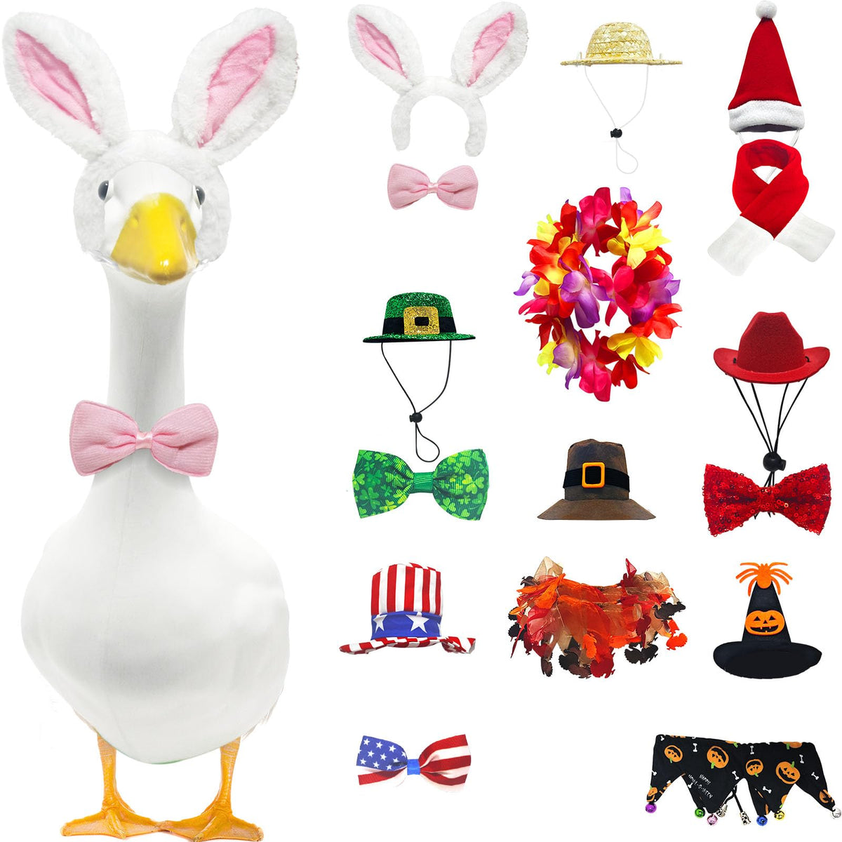 Kedaijin goose outfits eight-set package for year-round porch decor and standout lawn display.