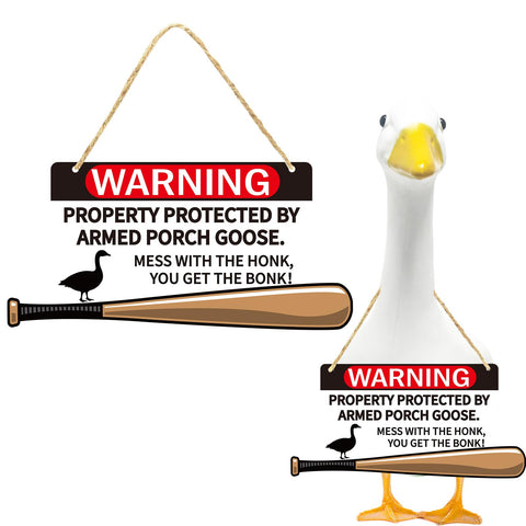 Kedaijin porch goose sign with honk message, ideal for yard décor and clear warnings.